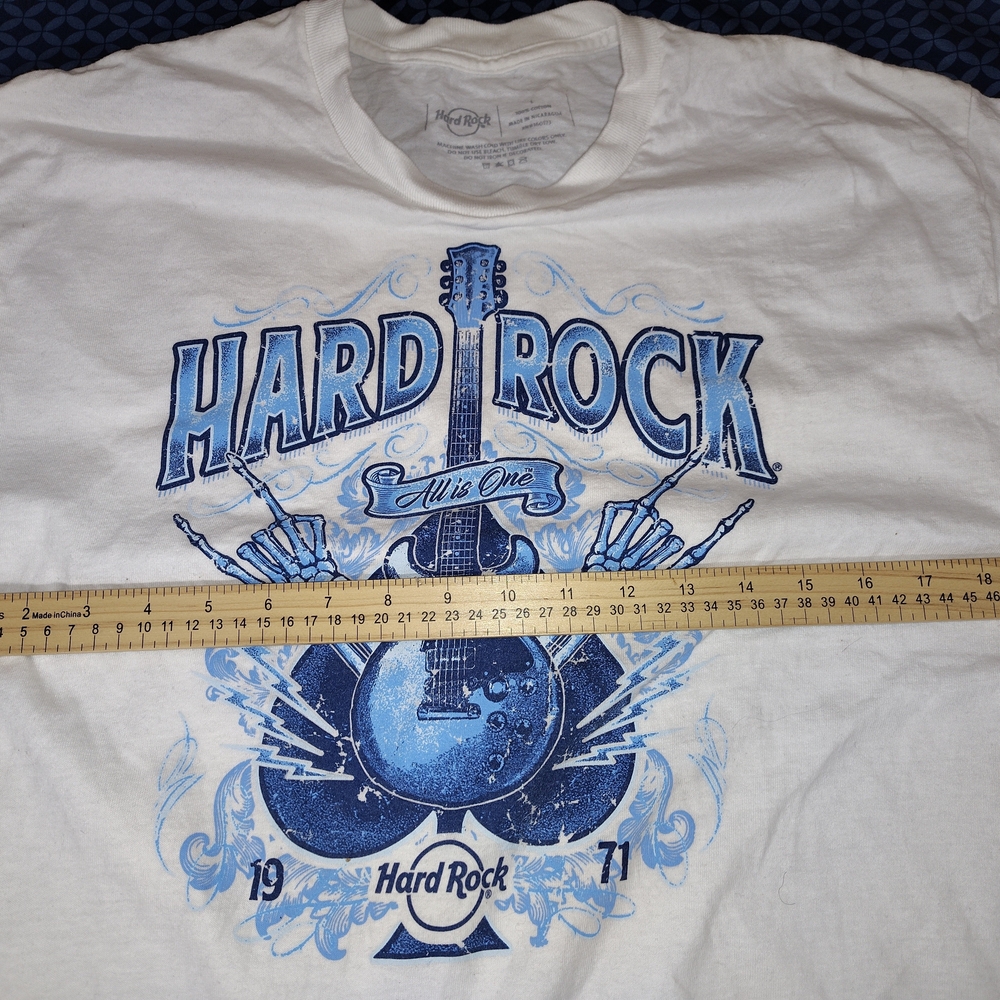 Hard Rock Cafe Blue and White Graphic Short Sleeve Tee - Picture 4 of 6